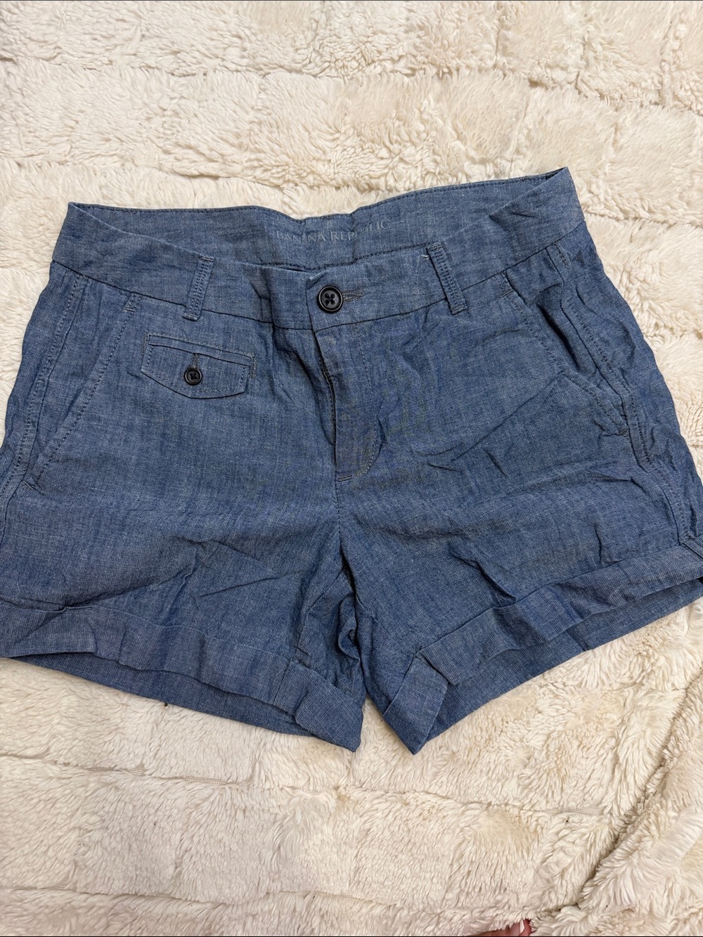 Banana Republic Chambray Roll-Cuff Shorts - Blue